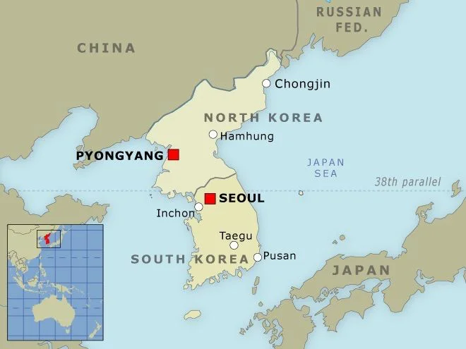 North and south korean map